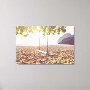 Swing on the Beach at Sunset 2 Canvas Print