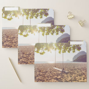 Swing on the Beach at Sunset File Folder
