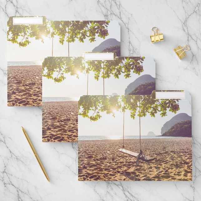 Swing on the Beach at Sunset File Folder (Set)