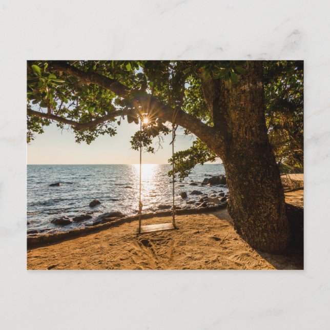 Swing on the Beach at Sunset Postcard (Front)