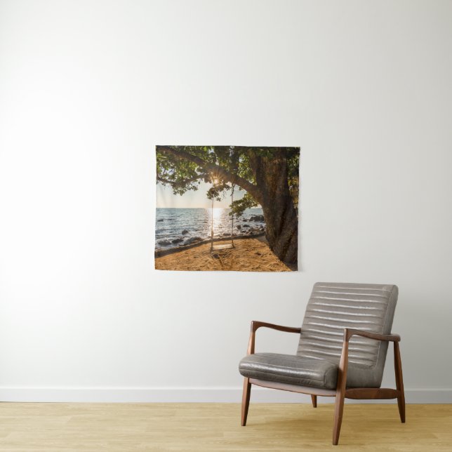 Swing on the Beach at Sunset Tapestry (In Situ (Horizontal))