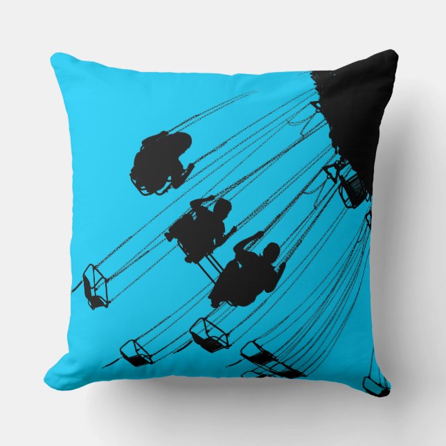 Swing Roundabout - Sky Blue Throw Pillow (Front)