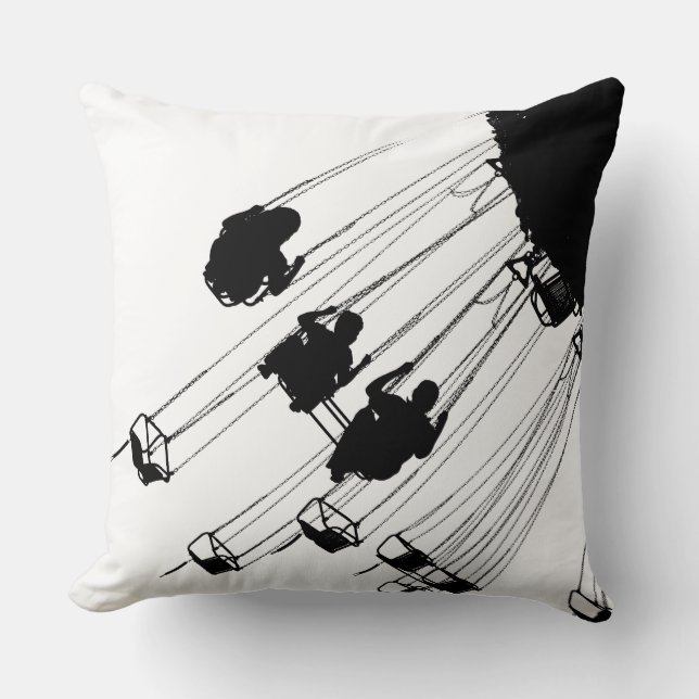 Swing Roundabout - White Throw Pillow (Front)