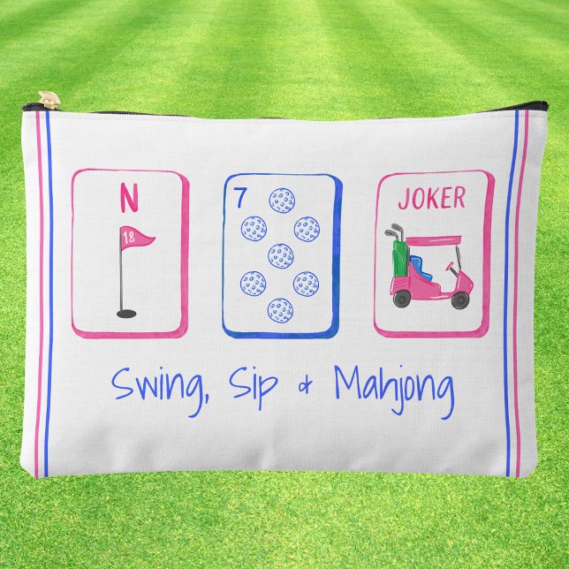 Swing, Sip, Mahjong / Golf Mahjong Tile Accessory Pouch (Creator Uploaded)