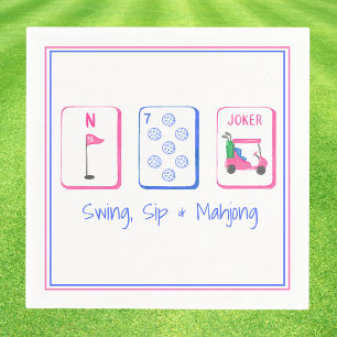 Swing, Sip, Mahjong / Golf-Themed Mahjong Party Napkins