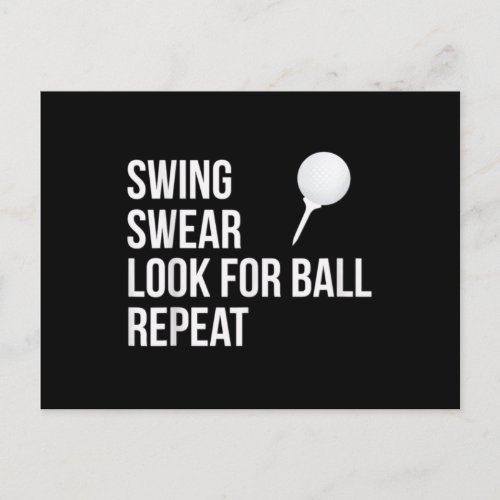 Swing Swear Look For Ball Repeat Funny Golf Postcard