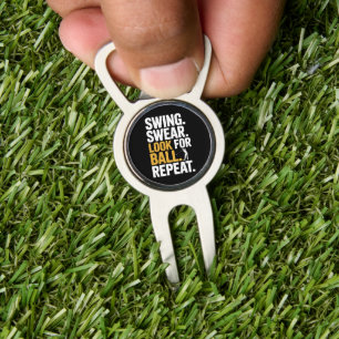 Swing Swear Look For Ball Repeat Golf Golfers Golf Divot Tool