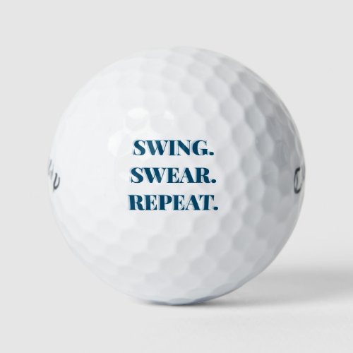 Swing Swear Repeat Funny Gift Golf Balls