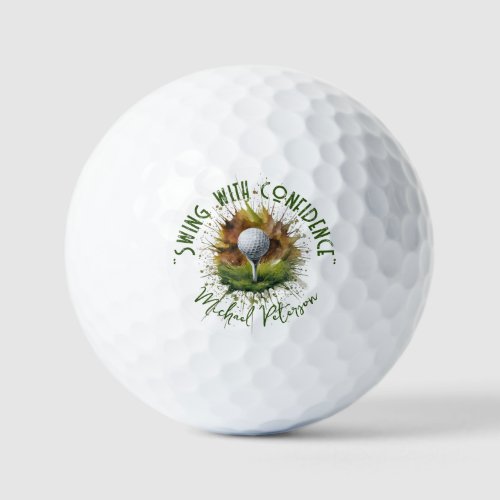 Swing with Confidence Golf Ball  Tee Splash Art
