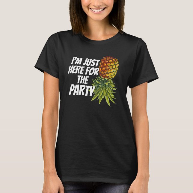 Swinger Pineapple Party Funny Bachelor Embarrassin T-Shirt (Front)