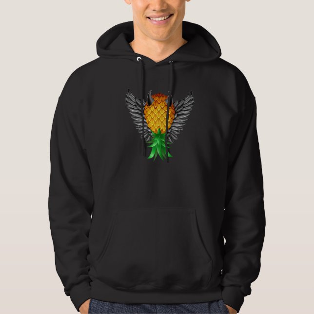Swinger Upside Down Bad Pineapple Black Devil Horn Hoodie (Front)