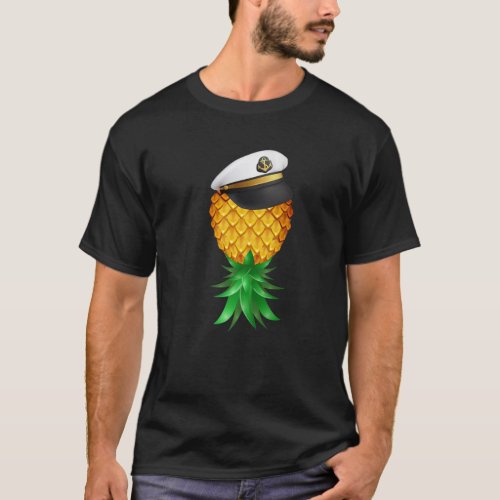 Swinger Upside Down Pineapple Captain Sailor Hat S T_Shirt