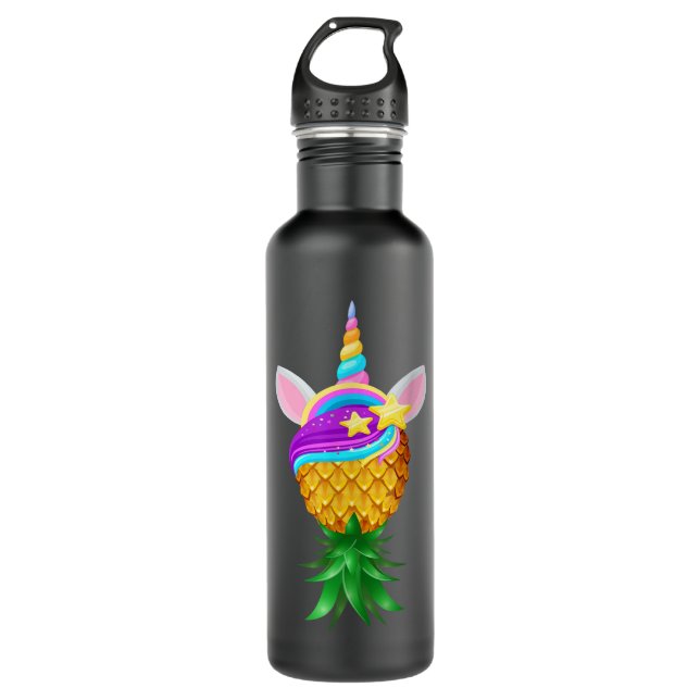 Swinger Upside Down Pineapple Magical Unicorn Head Stainless Steel Water Bottle (Front)