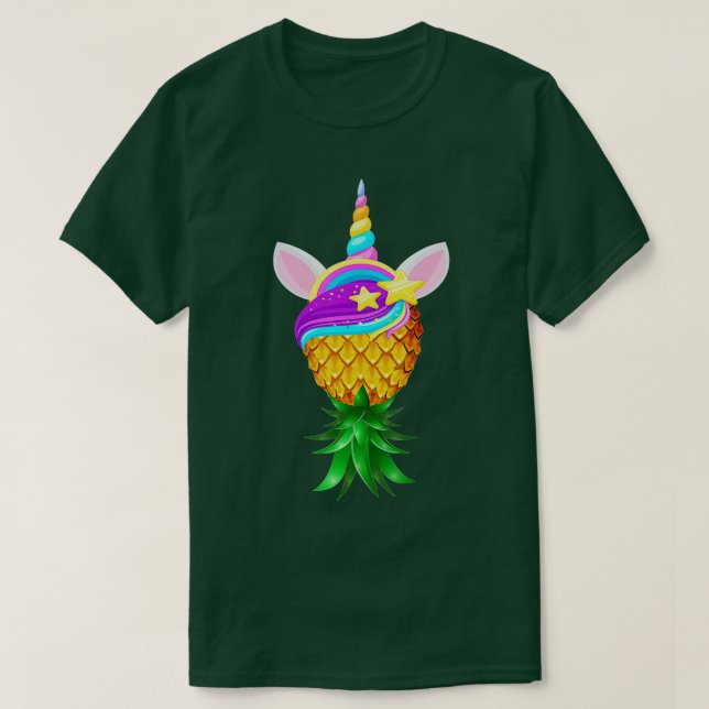 Swinger Upside Down Pineapple Magical Unicorn Head T-Shirt (Design Front)