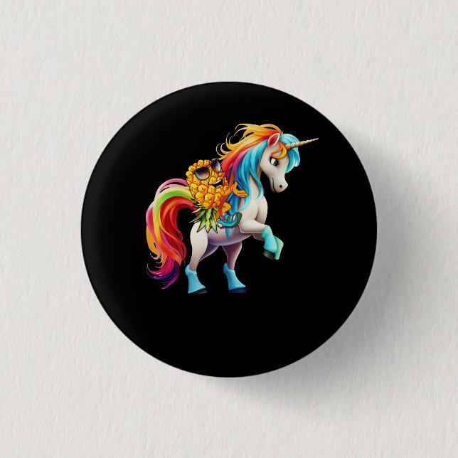 Swinger Upside Down Pineapple Magical Unicorn Rain Button (Front)