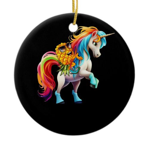 Swinger Upside Down Pineapple Magical Unicorn Rain Ceramic Ornament
