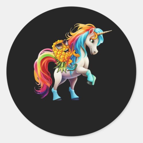 Swinger Upside Down Pineapple Magical Unicorn Rain Classic Round Sticker