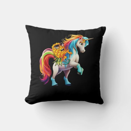 Swinger Upside Down Pineapple Magical Unicorn Rain Throw Pillow