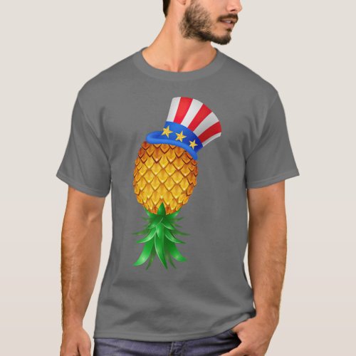 Swinger Upside Down Pineapple Uncle Sam Hat 4th T_Shirt