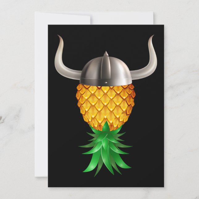 Swinger Upside Down Pineapple Viking King Hat Invitation (Front)