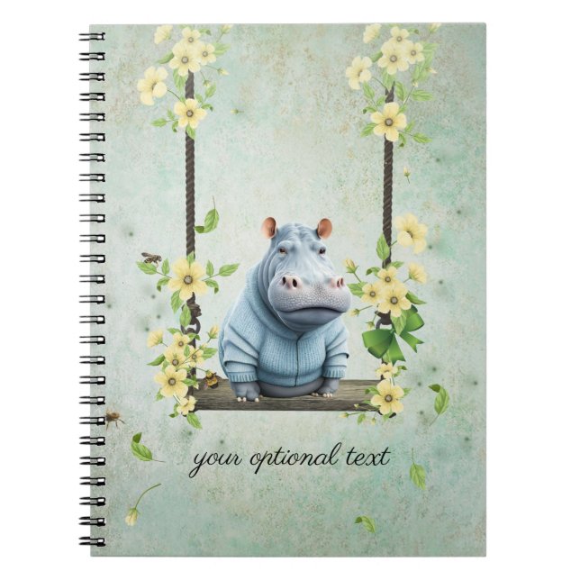 Swinging Baby Hippo Spiral Photo Notebook (Front)