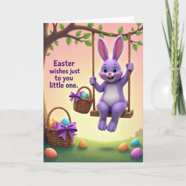 Swinging Bunny Joy Springtime Card (Front)