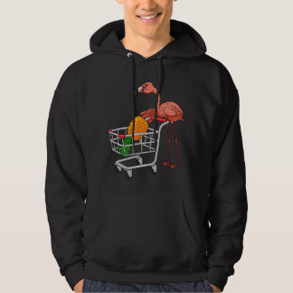 Swinging Flamingo Pushing Shopping Cart with Pinea Hoodie