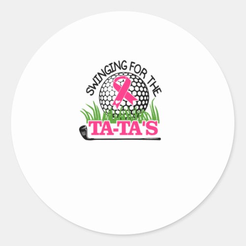 Swinging For The Tatas Breast Cancer Awareness Classic Round Sticker