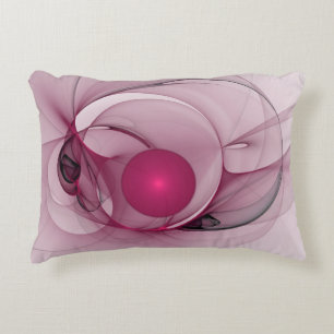 Swinging Fractal, Modern Abstract Berry Pink Art Accent Pillow