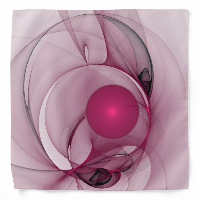 Swinging Fractal, Modern Abstract Berry Pink Art Bandana (Front)