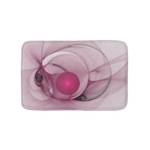 Swinging Fractal, Modern Abstract Berry Pink Art Bath Mat