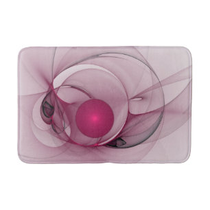 Swinging Fractal, Modern Abstract Berry Pink Art Bath Mat