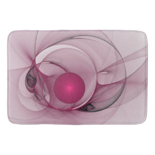 Swinging Fractal, Modern Abstract Berry Pink Art Bath Mat