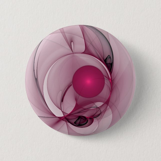 Swinging Fractal, Modern Abstract Berry Pink Art Button (Front)