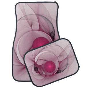 Swinging Fractal, Modern Abstract Berry Pink Art Car Floor Mat