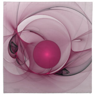 Swinging Fractal, Modern Abstract Berry Pink Art Cloth Napkin
