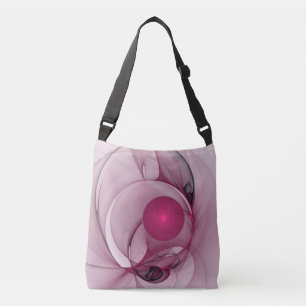 Swinging Fractal, Modern Abstract Berry Pink Art Crossbody Bag