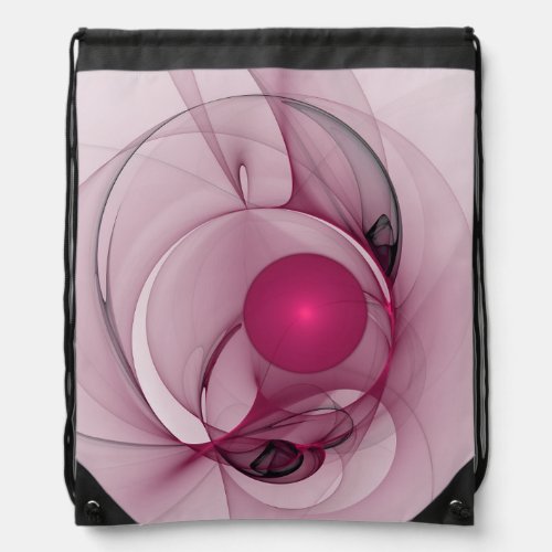 Swinging Fractal Modern Abstract Berry Pink Art Drawstring Bag