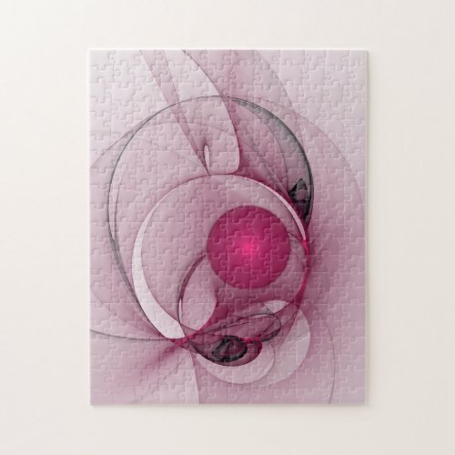 Swinging Fractal Modern Abstract Berry Pink Art Jigsaw Puzzle