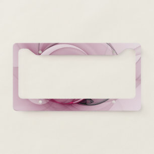 Swinging Fractal, Modern Abstract Berry Pink Art License Plate Frame