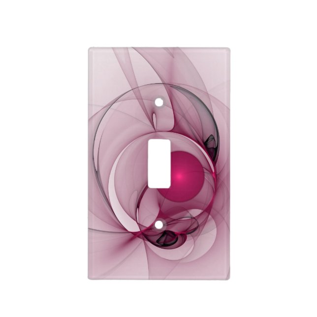 Swinging Fractal, Modern Abstract Berry Pink Art Light Switch Cover (Front)