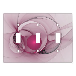 Swinging Fractal, Modern Abstract Berry Pink Art Light Switch Cover