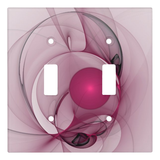 Swinging Fractal, Modern Abstract Berry Pink Art Light Switch Cover (Front)