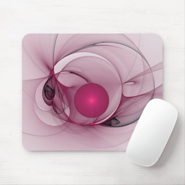Swinging Fractal, Modern Abstract Berry Pink Art Mouse Pad (With Mouse)