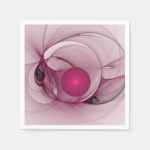 Swinging Fractal, Modern Abstract Berry Pink Art Napkins