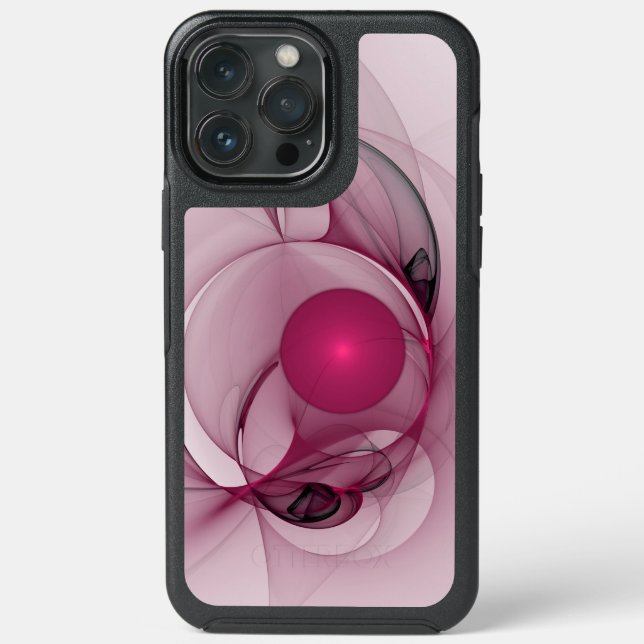 Swinging Fractal, Modern Abstract Berry Pink Art Otterbox iPhone Case (Back)