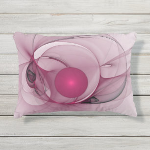 Swinging Fractal, Modern Abstract Berry Pink Art Outdoor Pillow