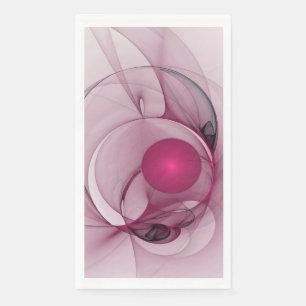 Swinging Fractal, Modern Abstract Berry Pink Art Paper Guest Towels