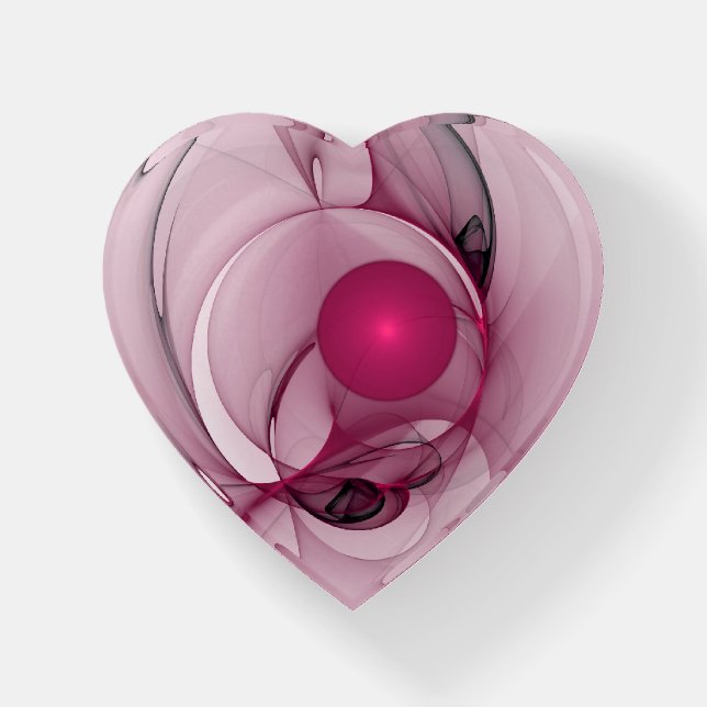 Swinging Fractal, Modern Abstract Berry Pink Art Paperweight (Front)