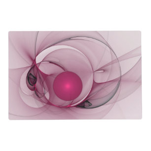 Swinging Fractal, Modern Abstract Berry Pink Art Placemat